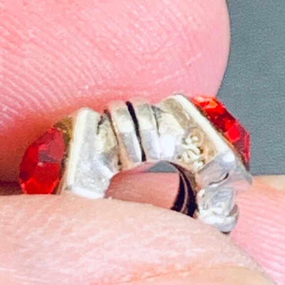 Sterling Silver 925 Red Crystal Slide Charm For Slide Charm Bracelets - Picture 5 of 10